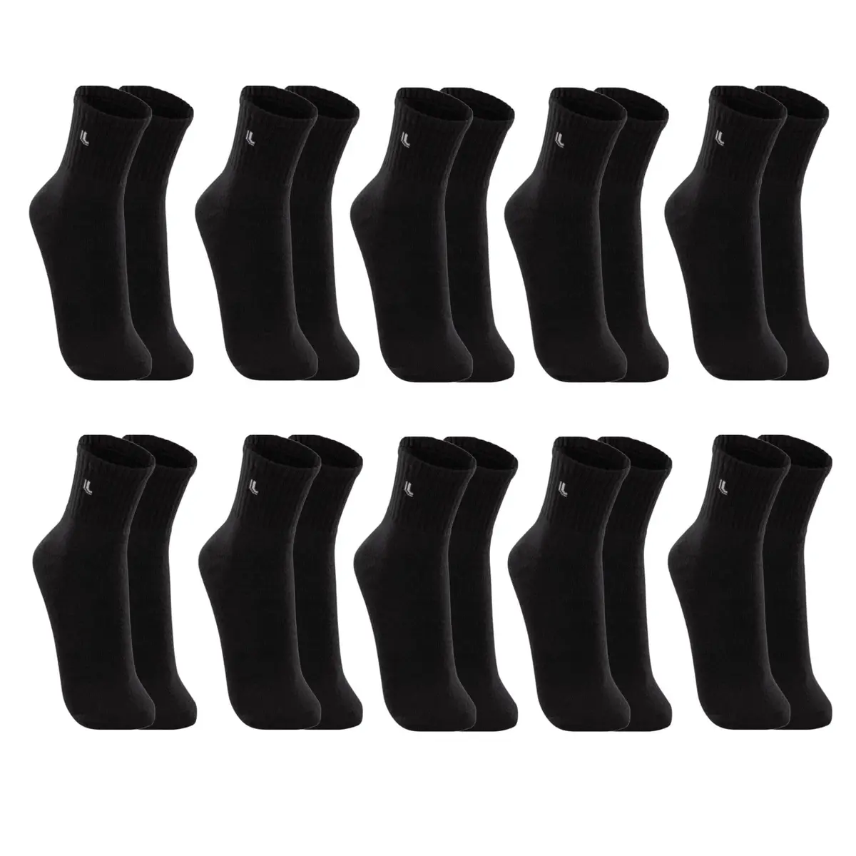 LUPO Kit 10 Pares Meia Cano Médio Masculina Feminina Adulto Academia Esportiva Sola Atoalhada Algodão Original - 1