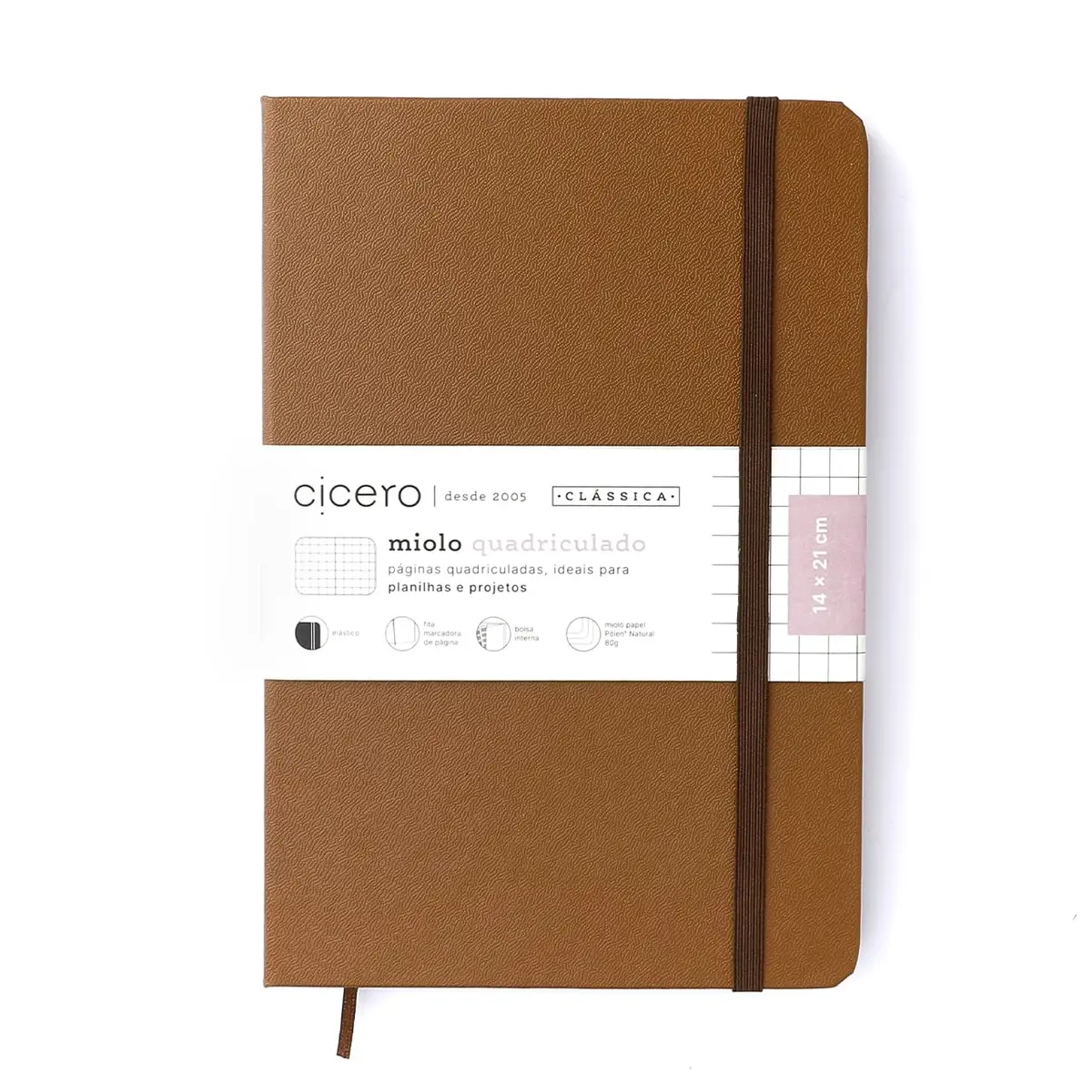 Caderneta Ciceros Clássica Quadriculado 14X21 Caramelo, Cicero - 1 Unidade - Caderneta, Caderno, 14x21 cm