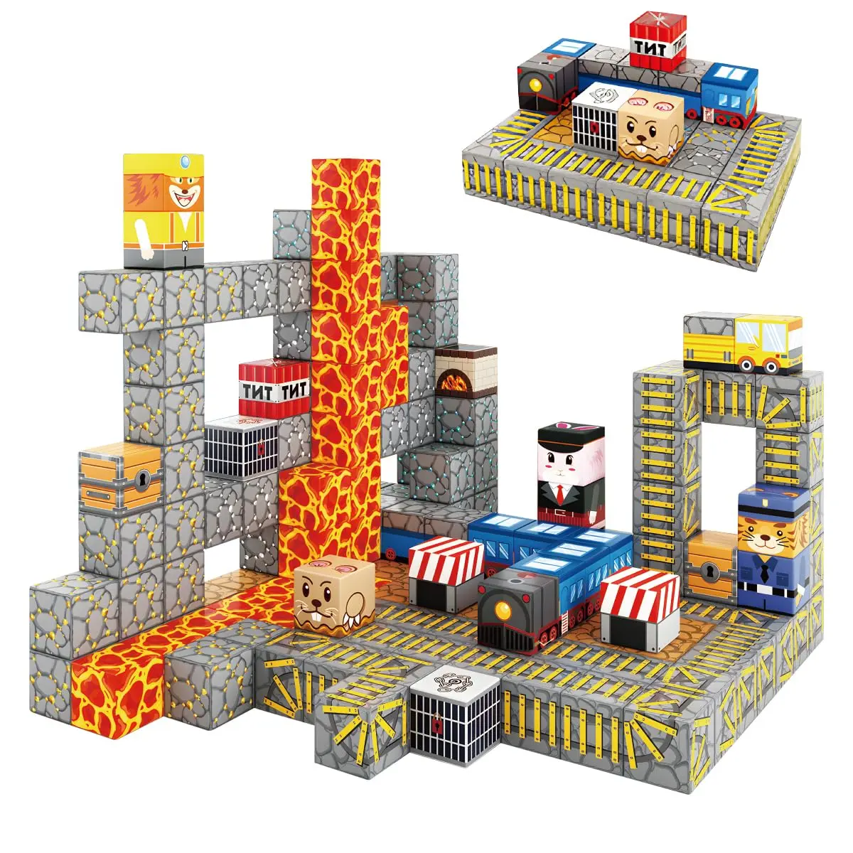 Blocos de Montar Magnéticos Construção Brinquedos Infantil (84 Peças Cubos Magnéticos) - 1