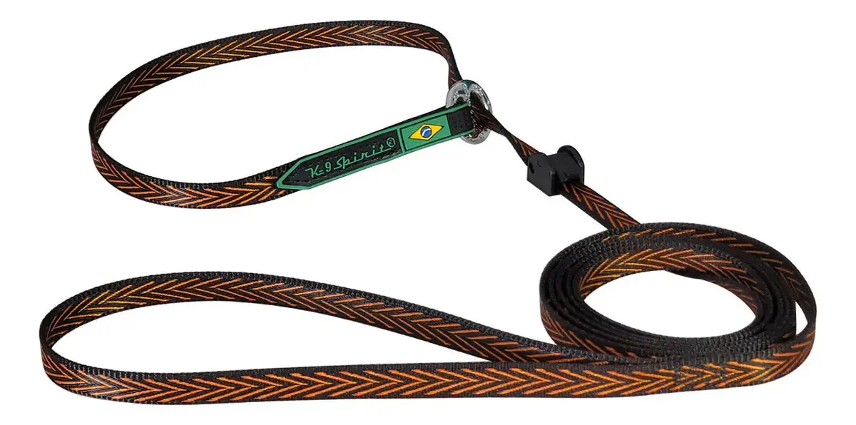 Guia Adestramento De Cães Coleira Unificada K9 Spirit 2m Cor Preto/laranja - 1