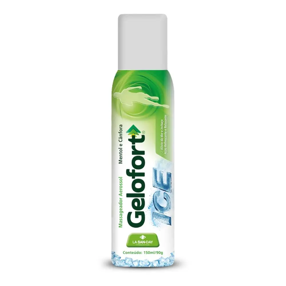 Gelofort Ice Spray Aerosol 150ml Alívio de Dor, Inchaço e Ação Refrescante | Fórmula com equilíbrio perfeito entre Arnica, Salicilato de Metila, Mentol, Cânfora e Lanolina.