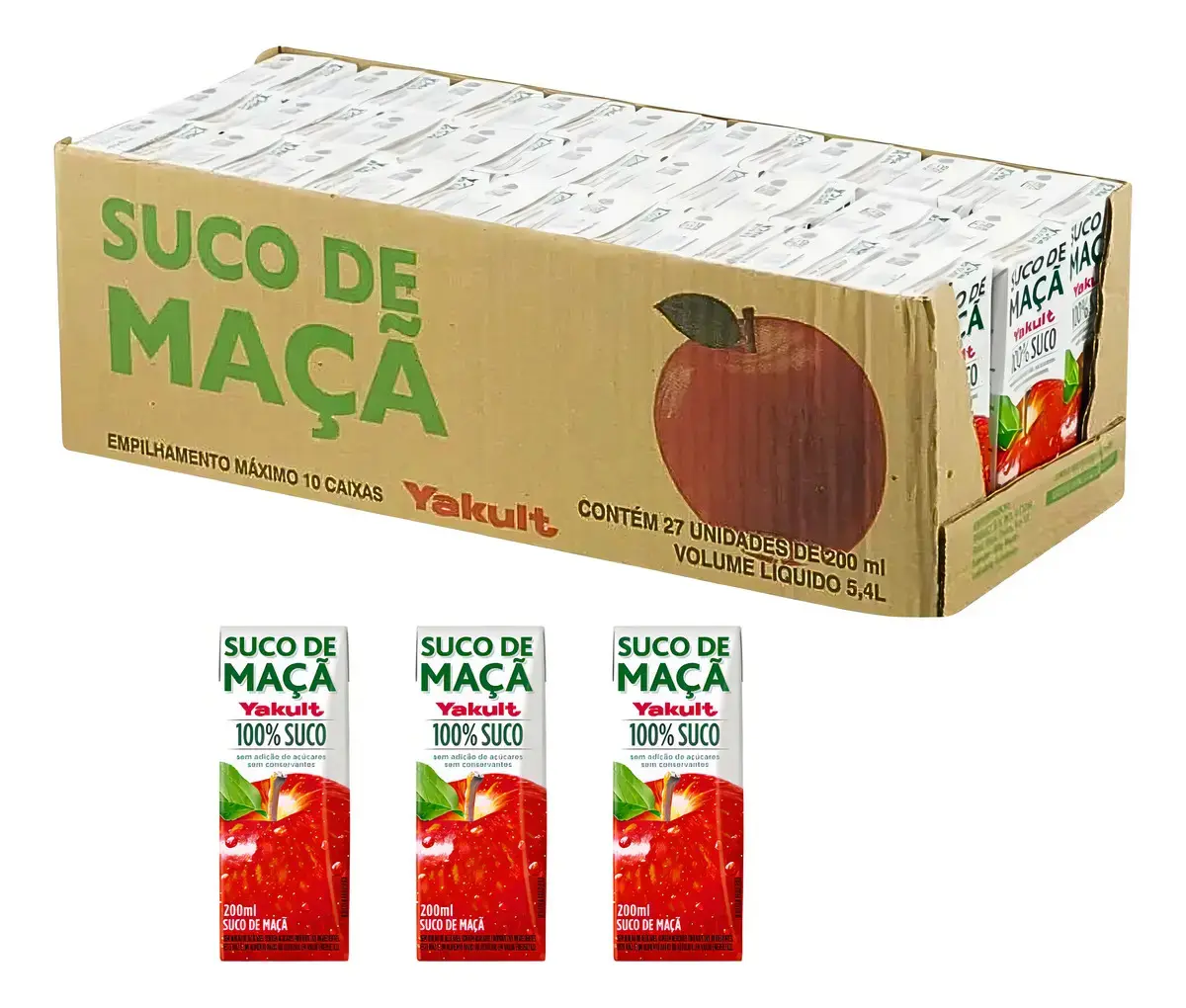 Caixa 27 Suco de Maçã Yakult 200ml Sem Glúten