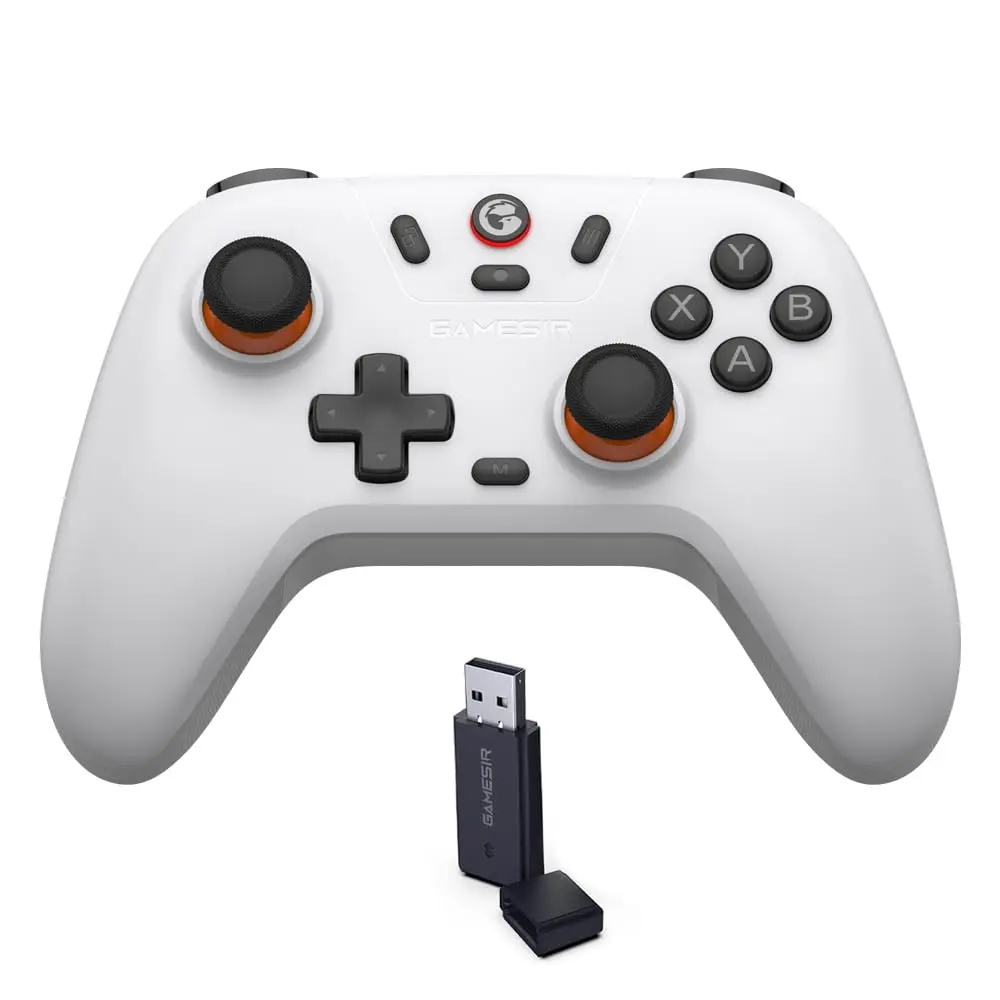 GameSir Nova Lite Controle Bluetooth e Sem Fio 2.4G para PC Windows, Celular Android iPhone, Nintendo Switch e Steam Deck, Gamepad com Hall Effect Anti-Drift, Turbo, Vibração, Dongle USB (Branco)