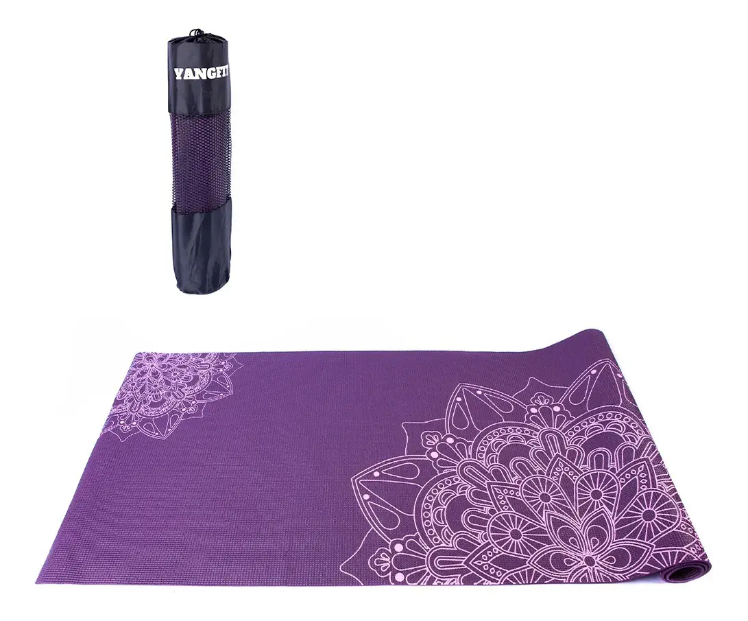 Tapete Yoga Mat Pilates Pvc Ecológico 5mm Mandala Yangfit Violeta - 1
