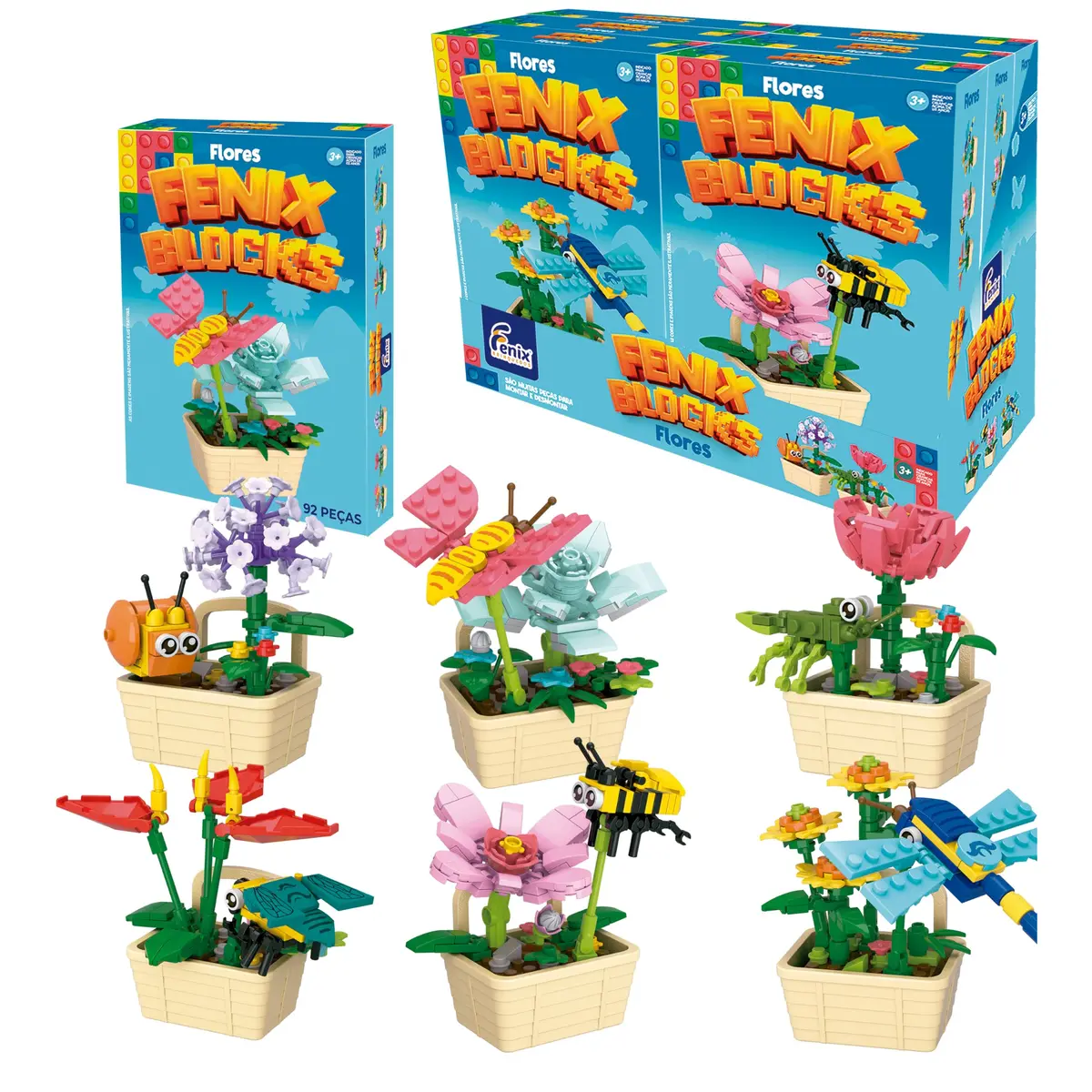 Fenix Blocks Flores Display Com 6 Unidades, Blocos De Montar Flores Decorativas, Brinquedo Educativo De Construção, Para Crianças A Partir De 6 Anos, Fenix Brinquedos - 1