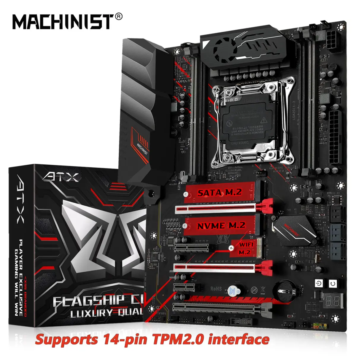 Placa-Mãe MACHINIST X99 MR9A PRO MAX Suporte TPM2.0 LGA 2011-3 Intel Xeon E5 V3&V4 CPU Memória RAM DDR4 NVME/SATA USB3.0 ATX - 1