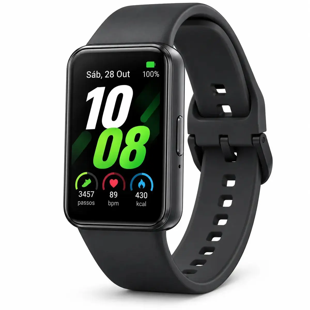 Samsung Galaxy Fit3 Smartwatch Grafite Tela Amoled 1.6 Bluetooth Monitor Cardíaco Bateria Longa Duração Resistente À Água Cor Preto