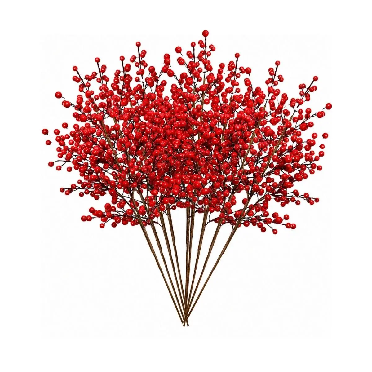 Kit 10 Azevinhos Vermelho Enfeite Árvore Natal Cereja Galho Hastes Flexíveis Decoração Realismo LuvinCo