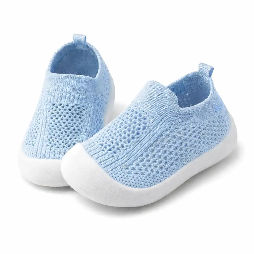 Tênis Sapatinho Meia Infantil Antiderrapante para Primeiros Passos, Bebê 0-36 Meses, Malha Flexível, Ultra Leve 28g, Unissex, Cinza, Azul, Rosa, Verde ou Amarelo