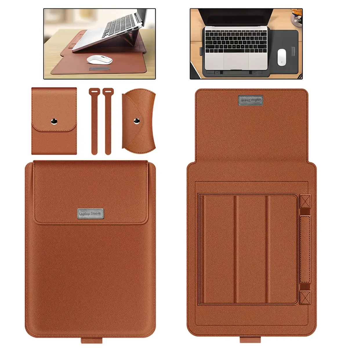 MONWO Capa Ergonômica para Notebook, 13-15,6 Polegadas, Mousepad Embutido e Elevação de Altura (Marrom, 13-14 Pol)