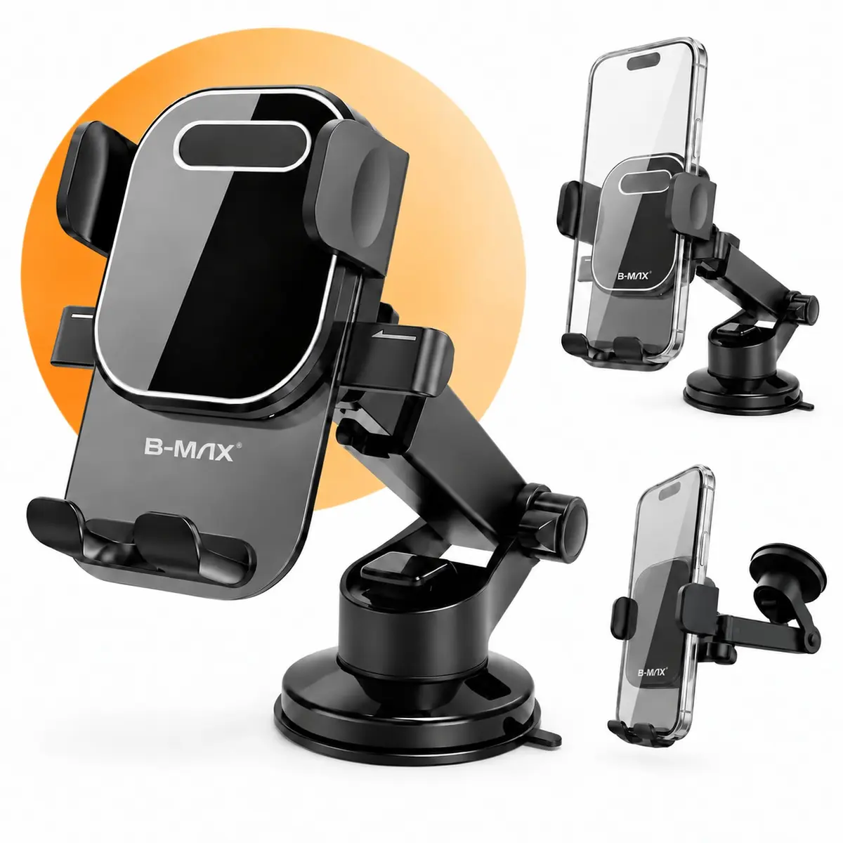 Suporte Celular para Carro, Fixação no Vidro ou Painel Veicular | Universal, Ajustável e com Ventosa Premium – Antivibração, Antiqueda, Compatível com Todos Smartphones