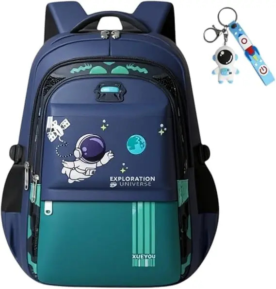 Mochila Escolar Ortopédica Infantil, Design Astronauta, resistente à água, para crianças de 7-13 Anos