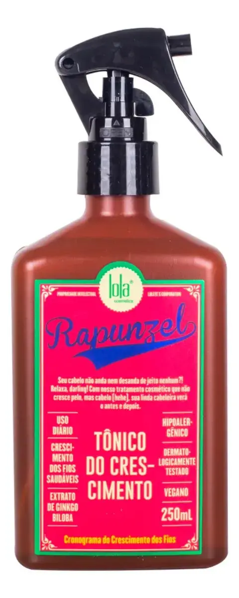 Tônico Capilar Rapunzel Lola Cosmetics 250ml Para Crescimento e Queda de Cabelo