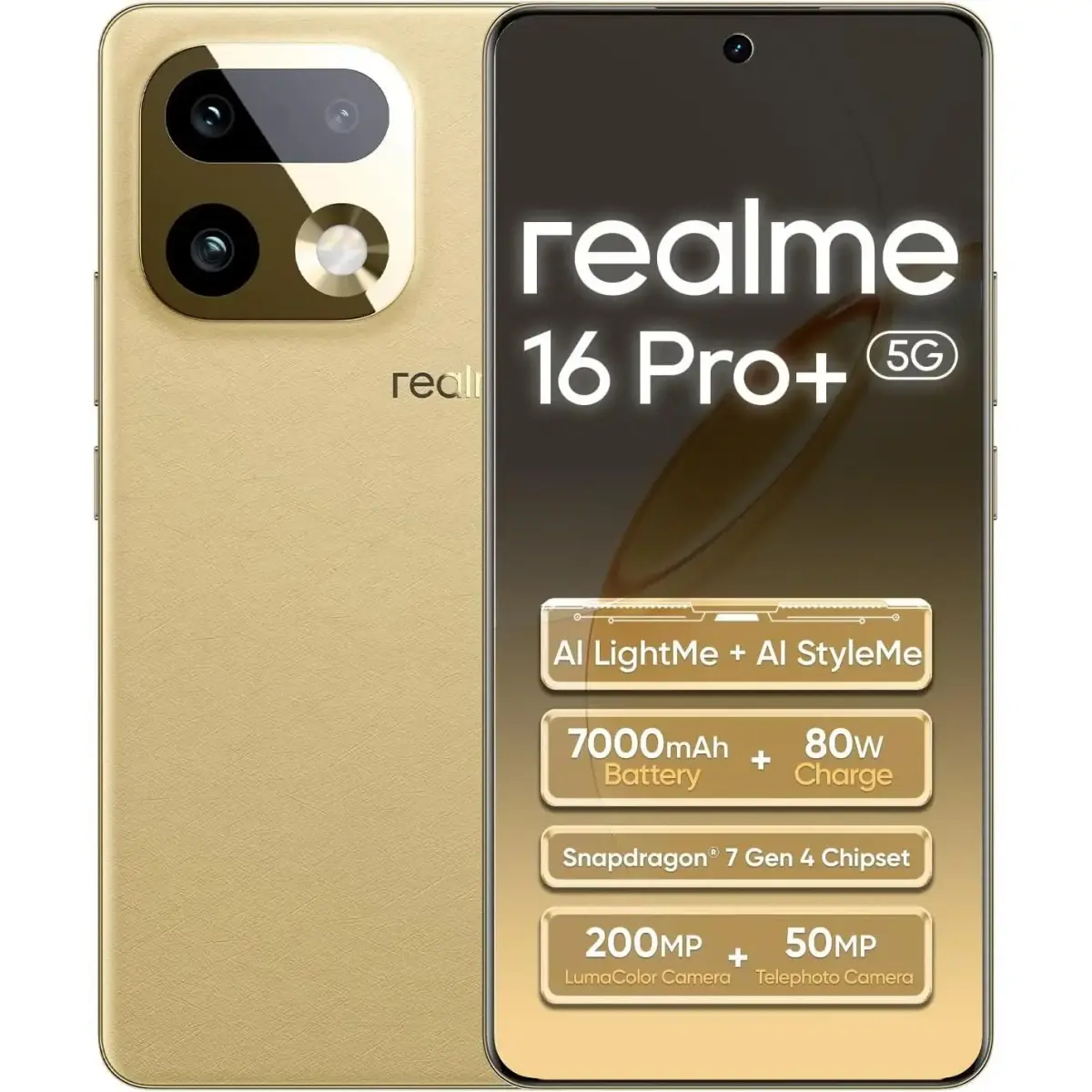 Telefone - realme 16 Pro Plus UE Versão, Smartphone 5G com ecrã AMOLED de 144 Hz, câmara OIS de 200 MP, bateria de 7000 mAh e carregamento rápido de 80 W, IP66/68/69, eSIM, NFC, Snapdragon® 7 Gen 4