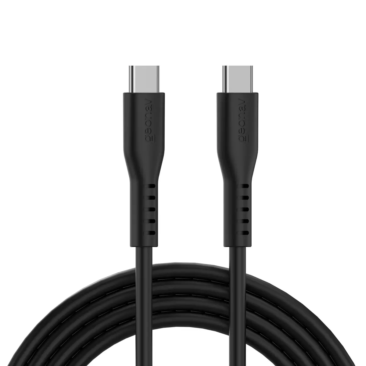Cabo de Silicone USB-C para USB-C Geonav, 38W, Preto, 1,5m | Resistente