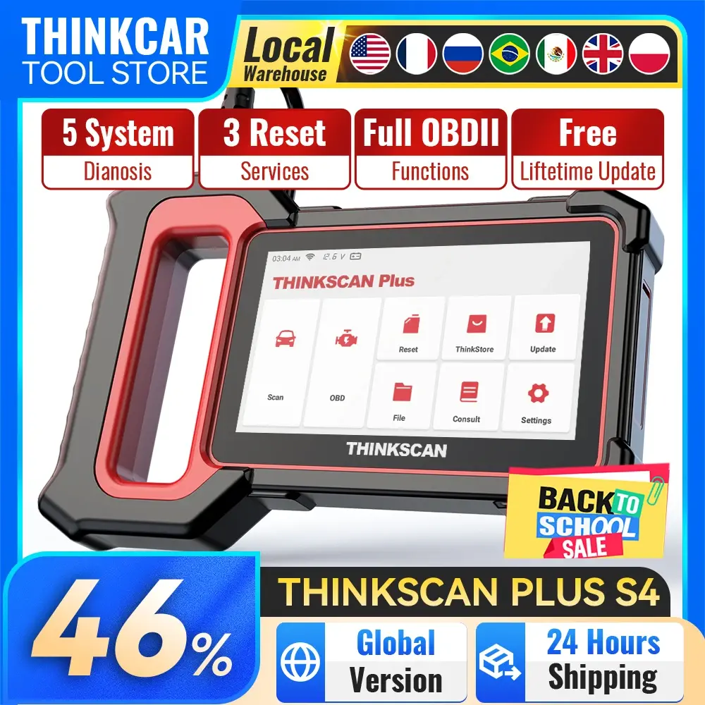 Thinkscan Plus S7 OBD2 Car Diagnostic Scanner, Motor Transmissão ABS, AC BCM IC, Leitor de Código Airbag, Ferramentas Auto Scan