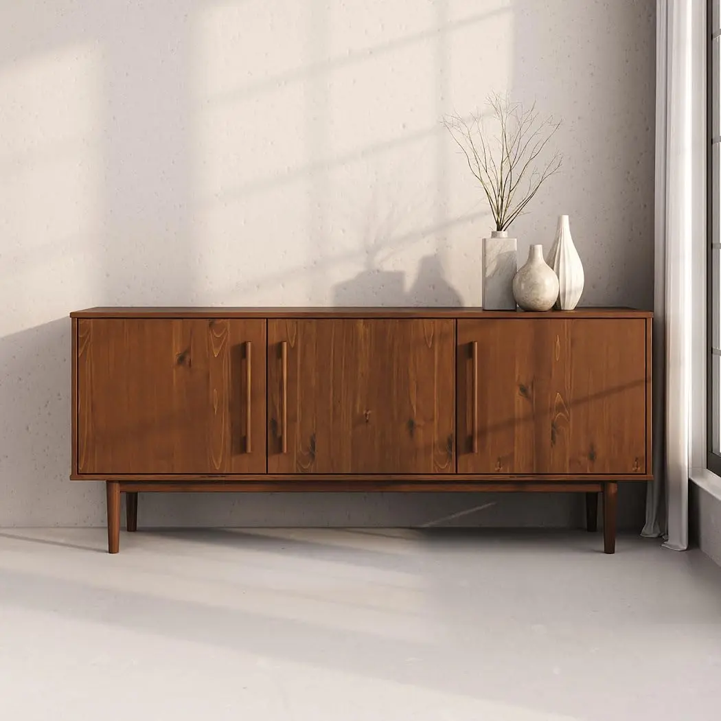 IDIMEX Aparador de Sala Minimalista Buffet 4 Prateleiras Madeira Castanho TECCA