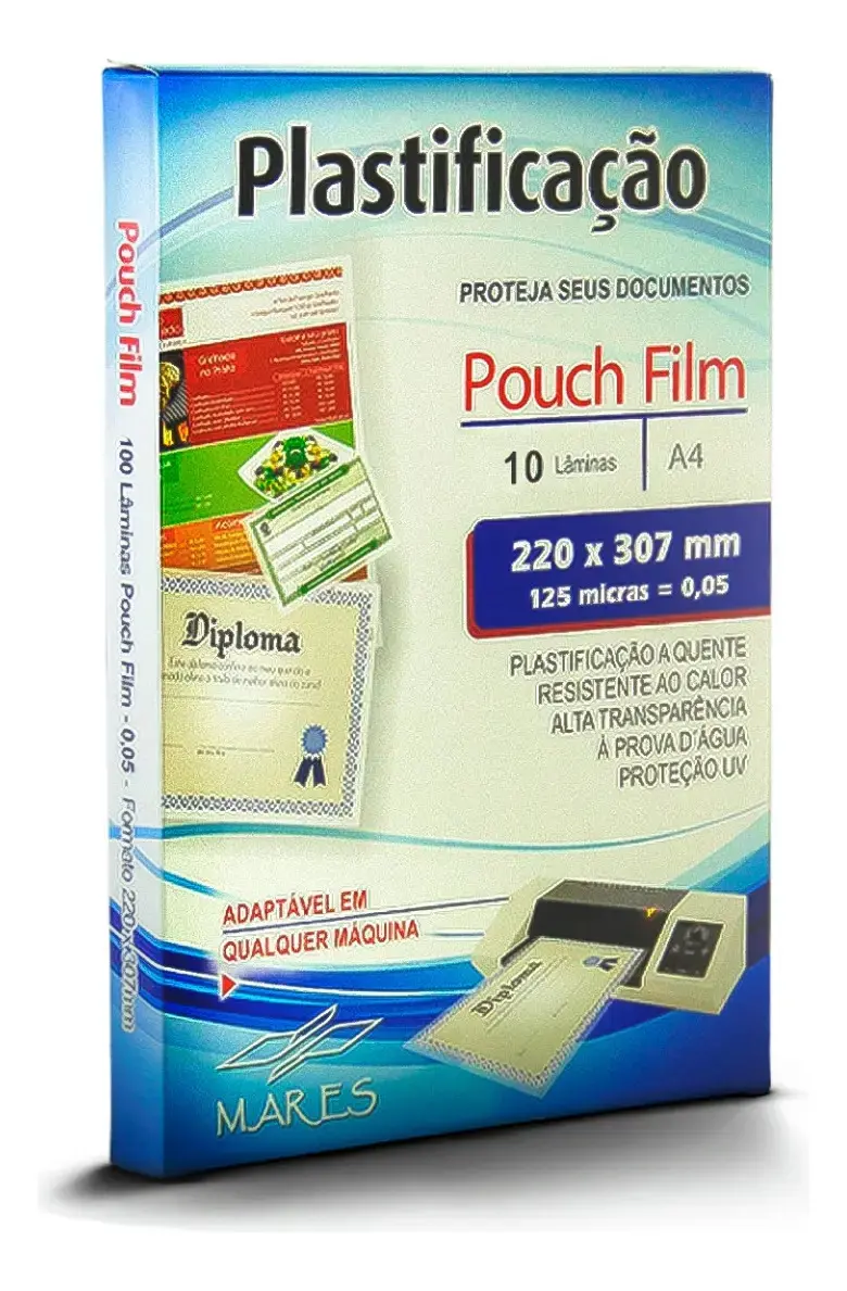 Plástico Para Plastificação Mares A4 220x307 0,05mm 10un