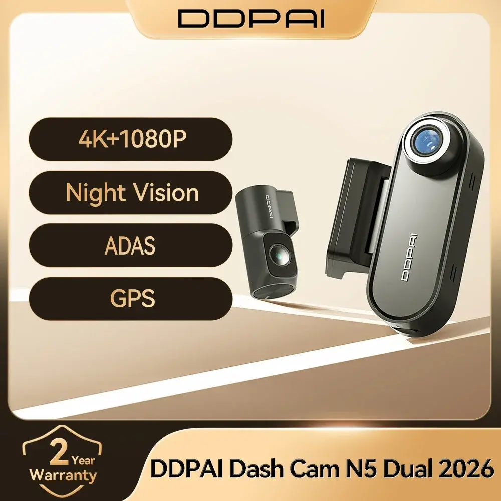 Câmera Veicular DDPAI N5 Dual 4K HDR Frontal e Traseira com IA NightVIS, WiFi 6, GPS, ADAS, Controle por Voz e Modo de Estacionamento 24H - 1