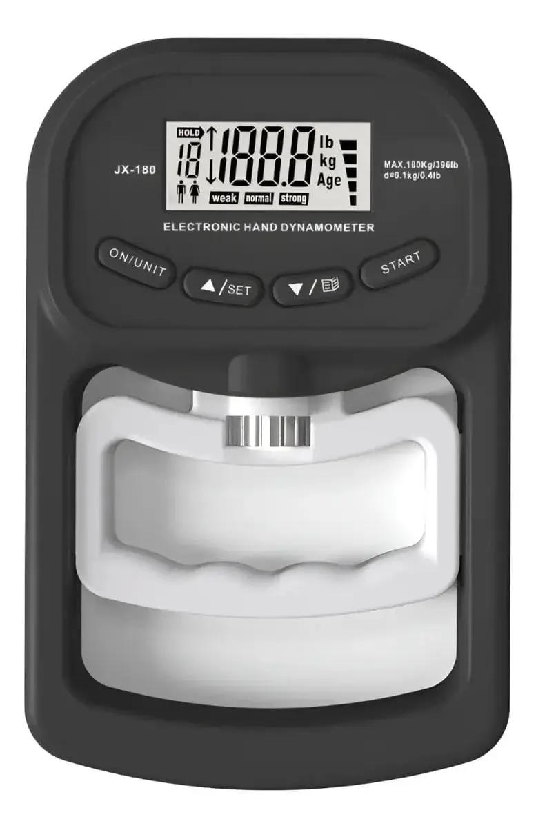 Dinamômetro Digital de Mão 120 kg Medidor de Força de Aperto (Preto) | Captura Automática, 120 kg Carga Máxima, Medição Eletrônica, Testador de Força, Uso Manual - 1