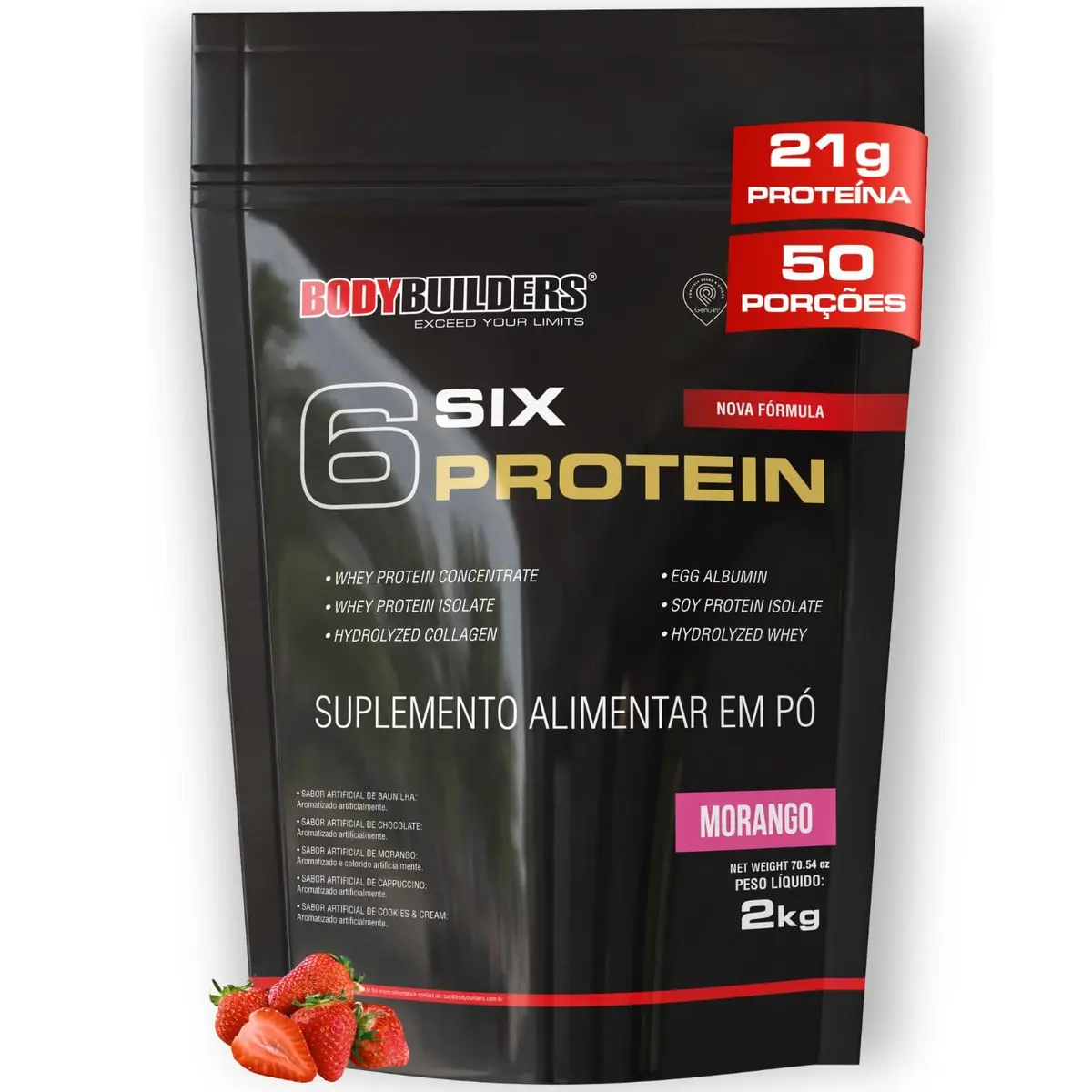 6 Six Protein Morango 2kg – Bodybuilders