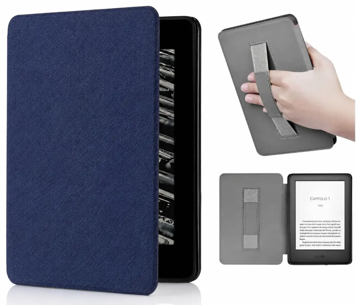 DECART Capa para Kindle Paperwhite 11ª Geração 2021 (M2L3EK/M2L4EK) Marinho | Rígida, Auto Hibernação, Fechamento Magnético, Alça de Suporte, Para Kindle de 6,8” Polegadas