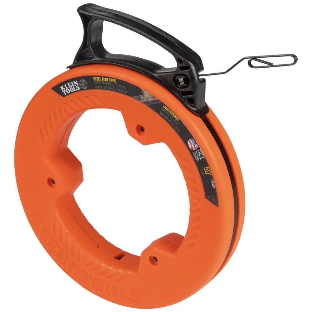 Passa fio Fish Klein Tools 56331, 1/8 de polegada x 15 m | Extrator de fio com ponta de laço duplo, caixa e alça otimizadas