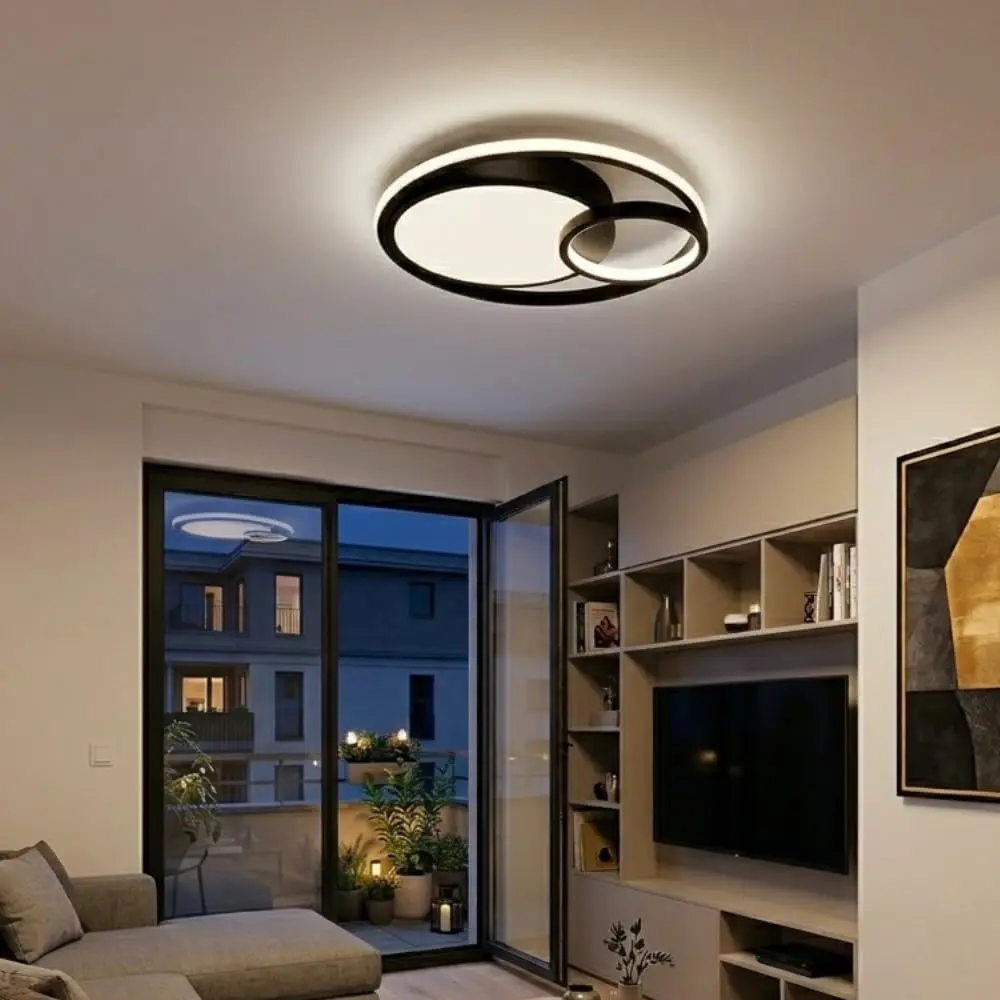 Luminária De LED de Sobrepor Redonda Bivolt 31W 3 Em 1 Com Luz Central Dupla (Preto) - 1