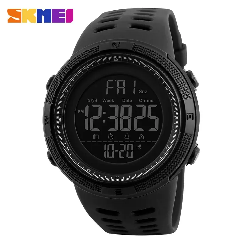 Relógio Digital Esportivo SKMEI 1251 para Homens, Relógio de Pulso Eletrônico à Prova D'Água com Contagem Regressiva, Relógio Militar, Reloj Hombre