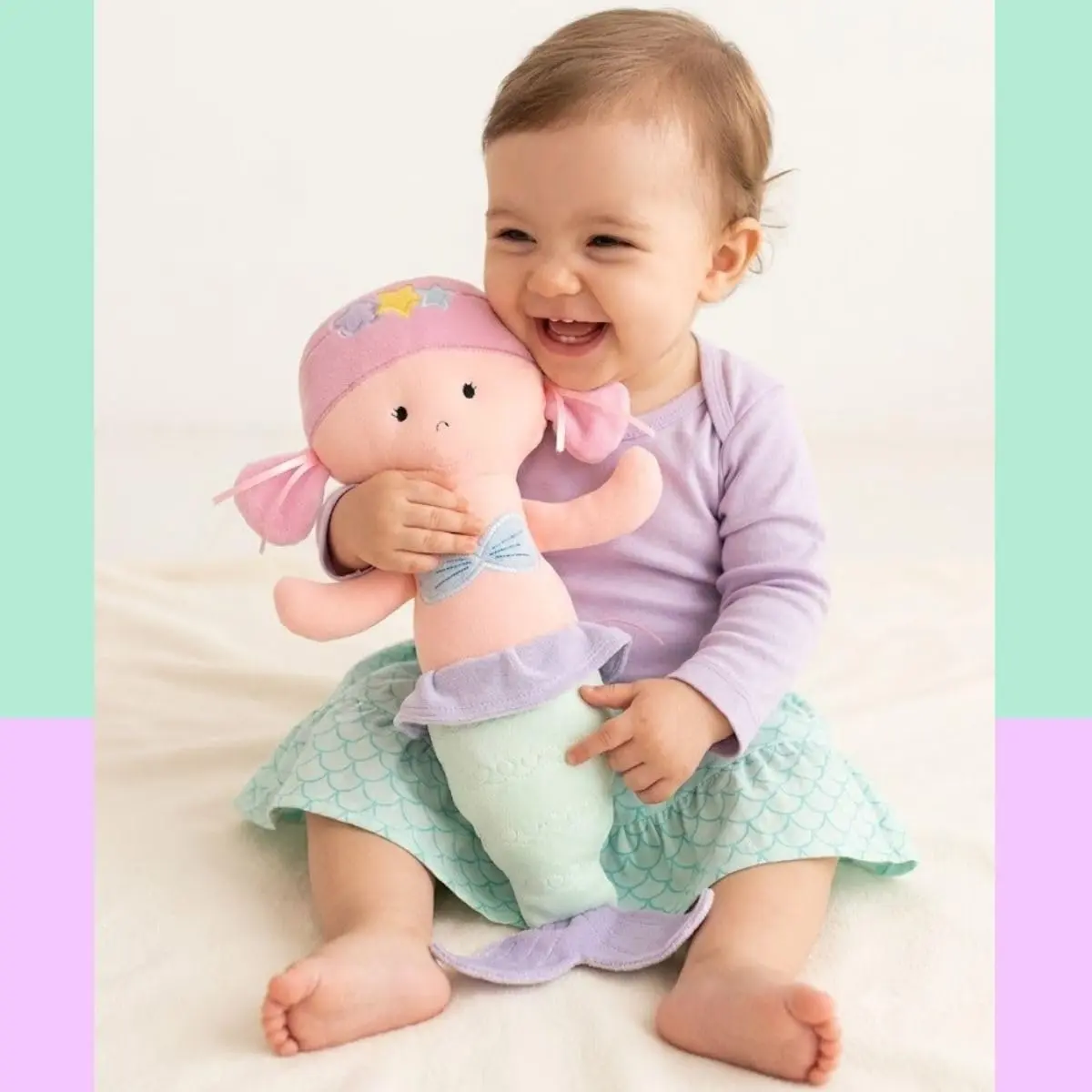 Brinquedo Boneca De Pelúcia Sereia Amanda Anti Alergica | Boneca de Pano Sereia Pelúcia Infantil 35cm