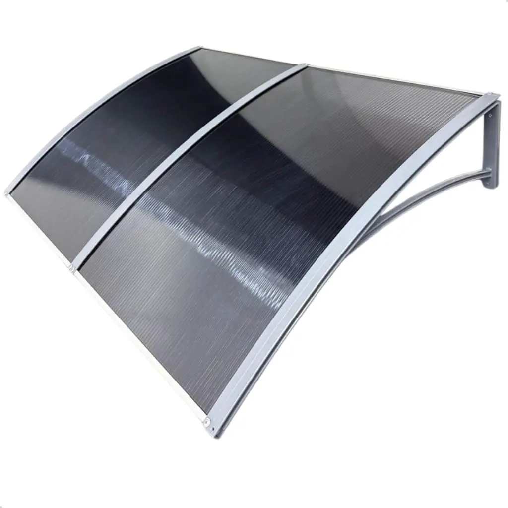 Toldo Policarbonato 100 a 200x70cm Alta Resistência, Proteção UV area externa portas e janelas(Cinza c/fumê,200x70cm) - 1