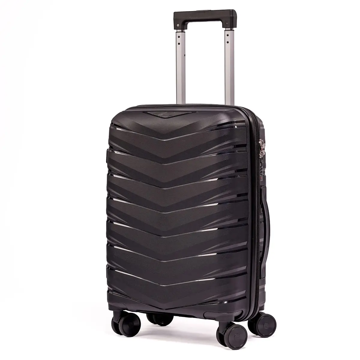 Mala De Bordo 10Kg Polipropileno Medidas 55x35x25 Padrão Anac Mala De Viagem Pequena De Mão 4 Rodas Duplas 360° Cadeado Segredo Zíper Antifurto Rígida Leve (PRETO, Pequeno)