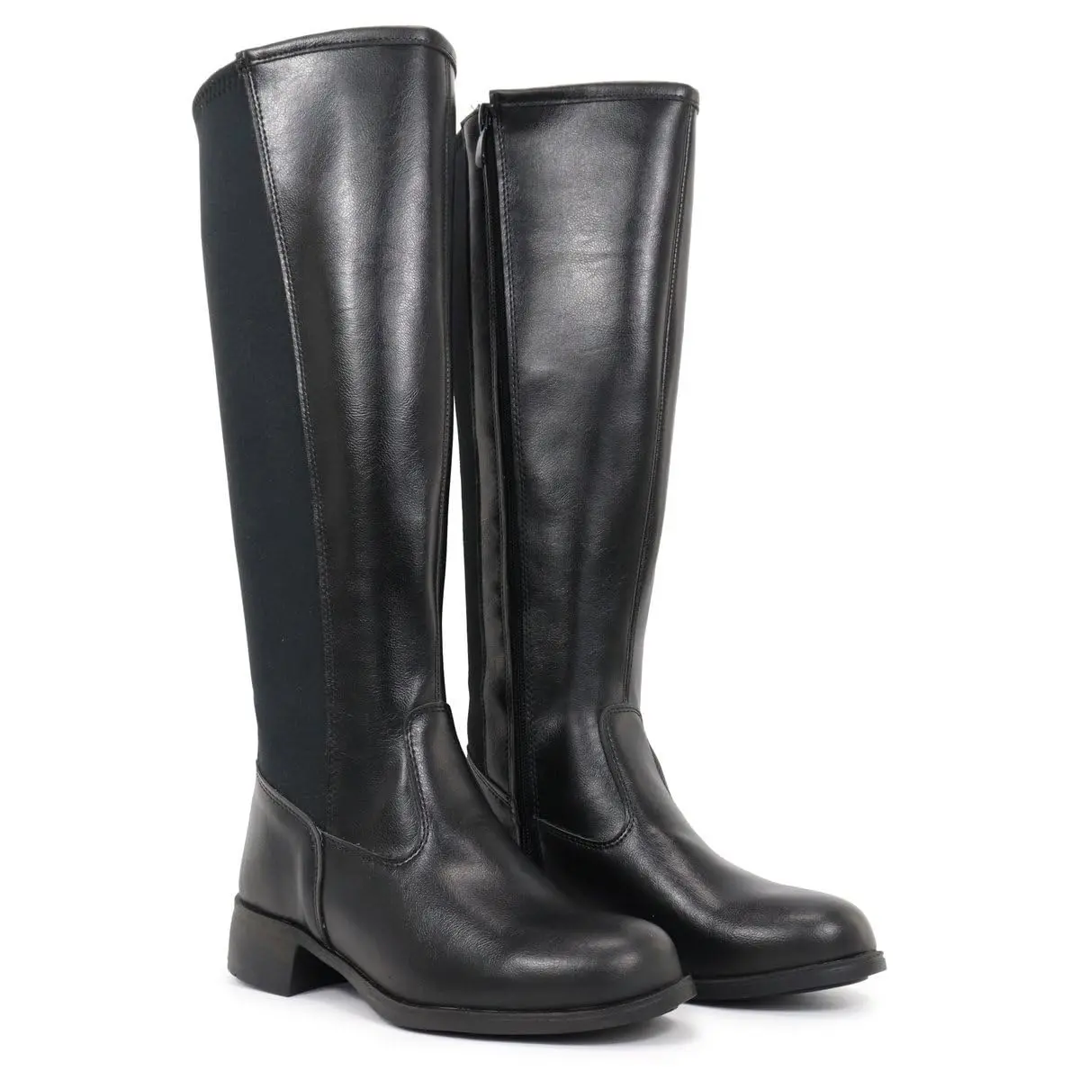 Bota Feminina Cano Longo com Elástico Panturrilha Grossa Plus Size Solado Tratorado