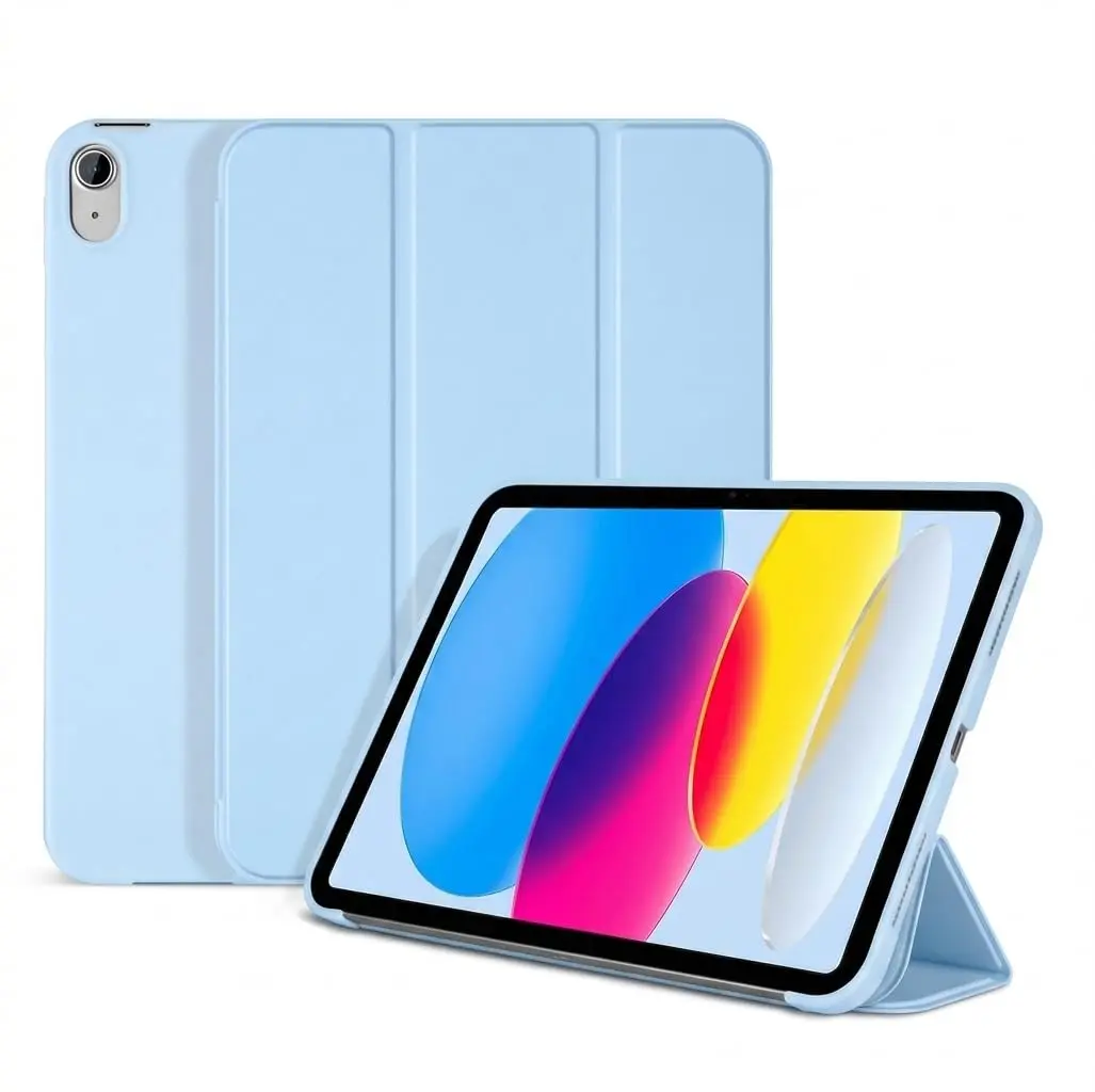 Capa Magnética para iPad 10ª e 11ª Geração MSATech – Case Fino de Silicone Premium com Suporte Ajustável, Função Sleep/Wake Automática e Proteção Translúcida Compatível com Modelos A16 (Azul claro) - 1