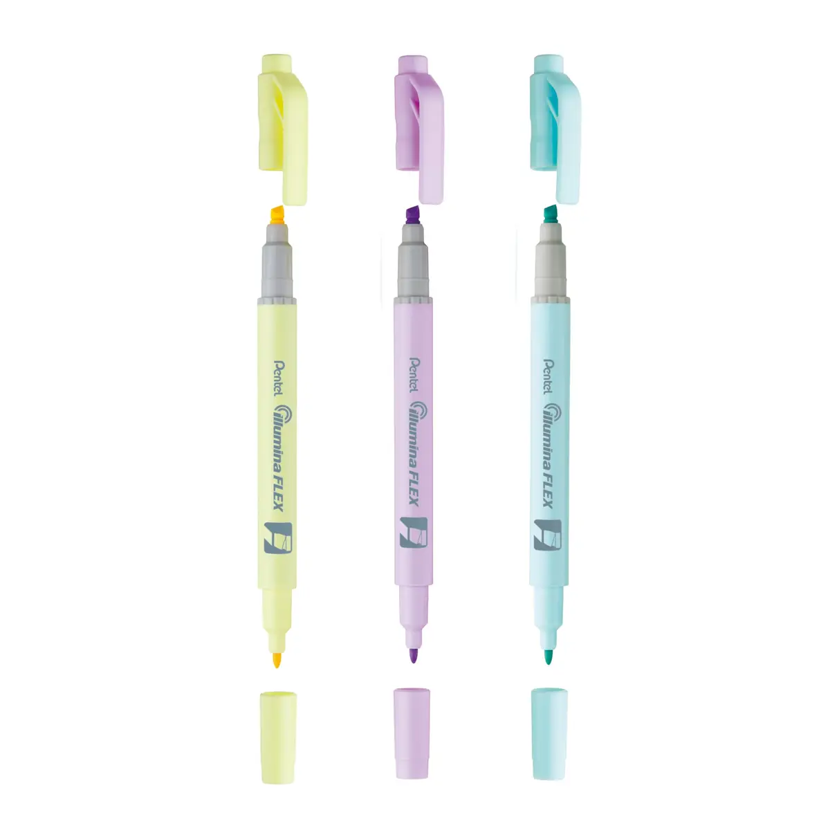 Pentel Marca-Texto Illumina Flex Kit 3 Cores Tons Pastéis KITSLW11-3P