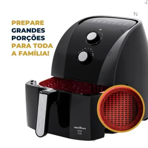 Fritadeira Air Fryer Britânia 5,5L 1500W BFR50 Redstone 220V thumbnail 3