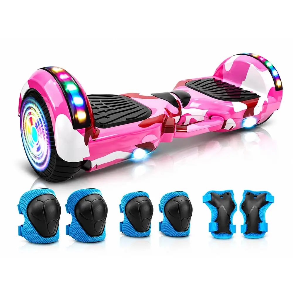 Hoverboard Elétrico FINYQBET, 4400 mAh, Roda 6.5", Autobalanceamento, Bluetooth, LED, 15km/h, 120kg Carga Máxima, Rosa