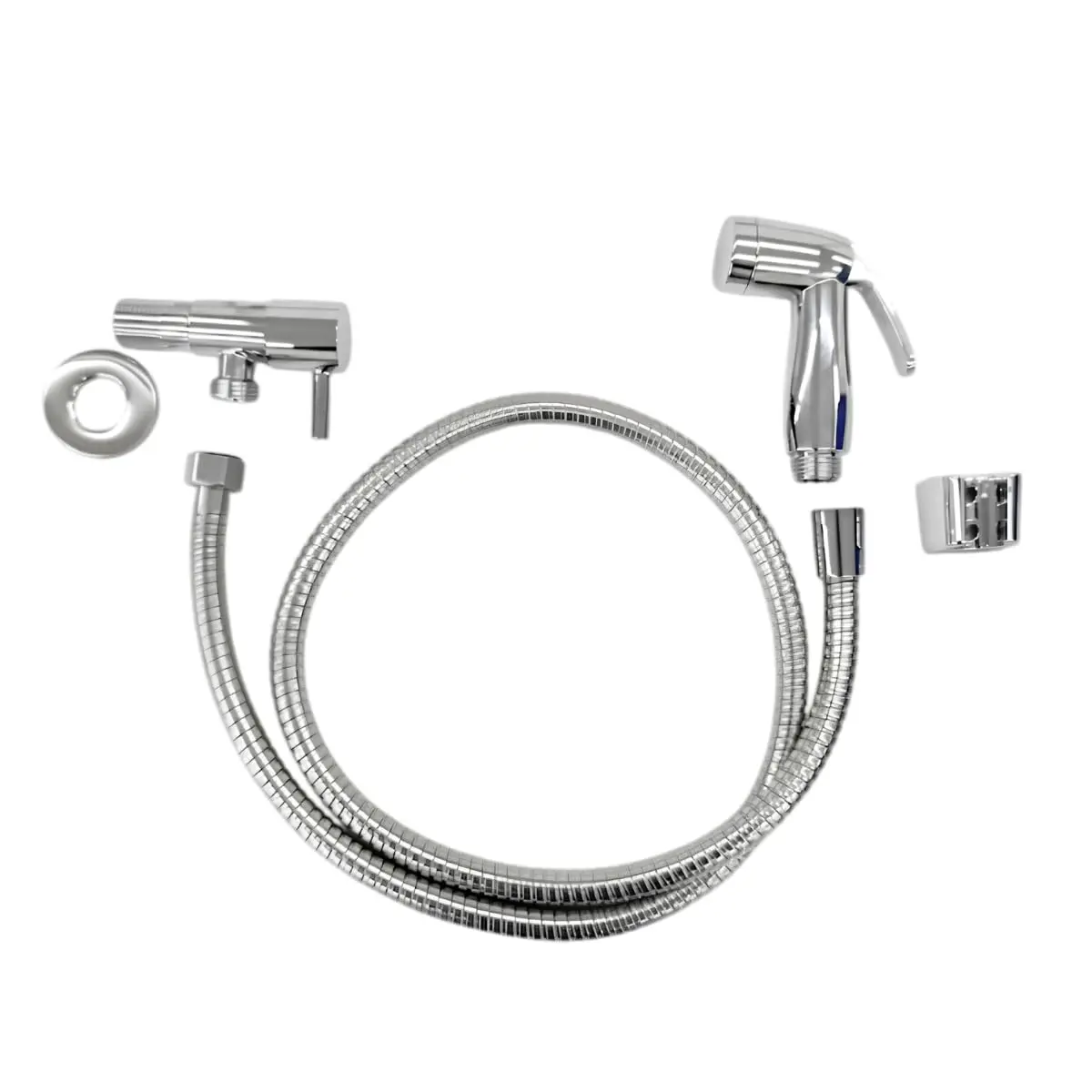 Ducha Higiênica Redondo Gatilho Higienico Banheiro 1/4 de volta Cromada ABS Registro Alavanca Corpo em Metal com Kit de Fixação - 1