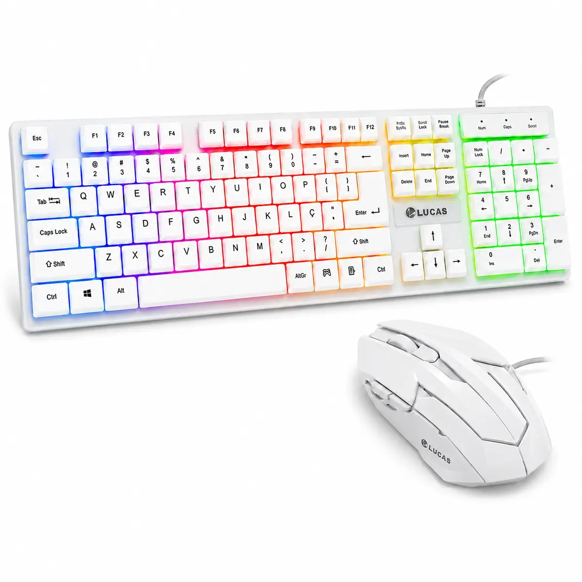 Teclado Mecânico Gamer com Mouse LED RGB Ajustável e Conexão USB com Fio | Mecânico ABNT2, Mouse 1200 DPI, Iluminação Ajustável, Kit Completo para PC e Notebook