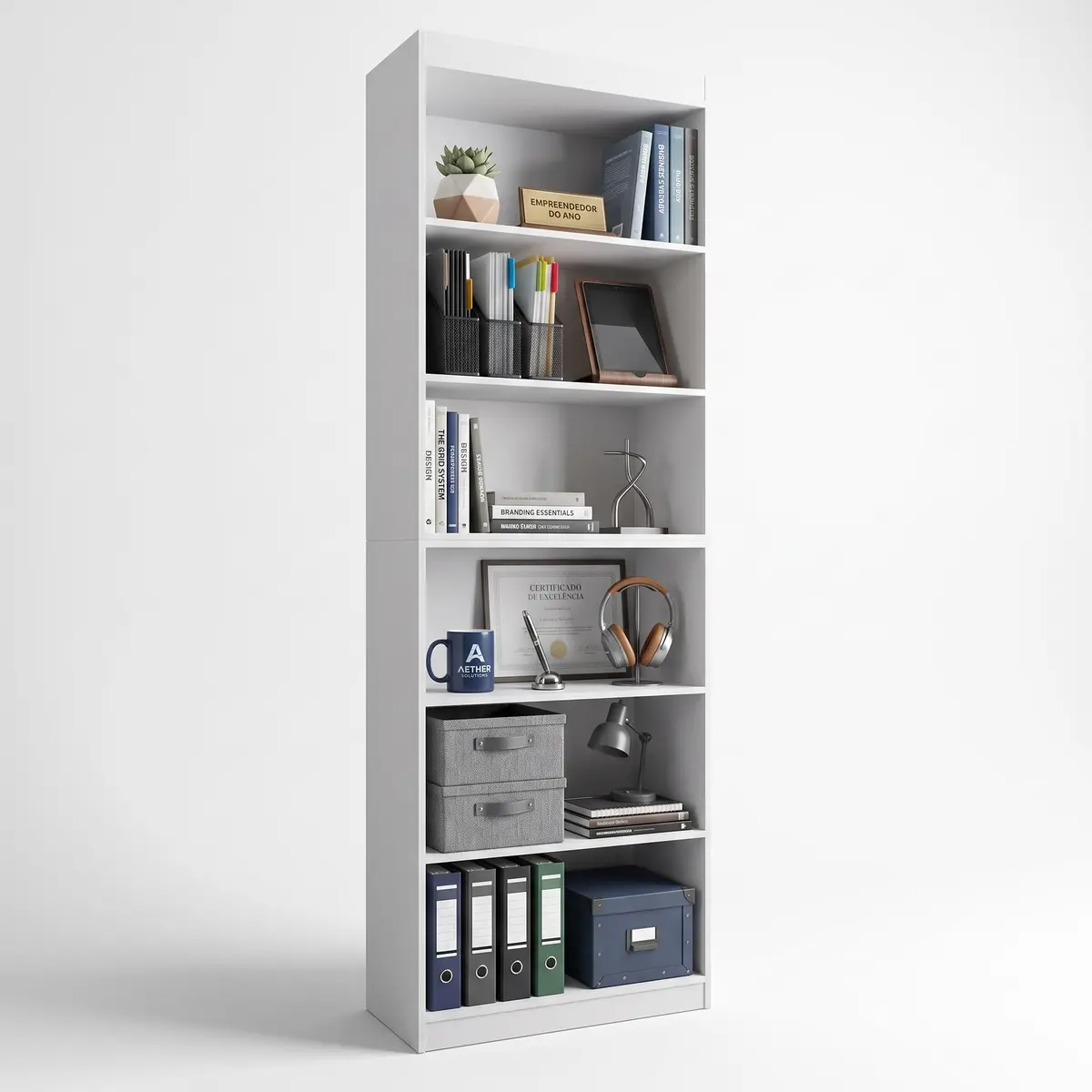 Estante Organizador Livreiro Gold 2 Módulos Branco | Prateleira, Para Sala Quarto Escritório - 1