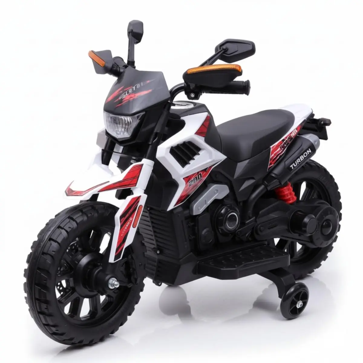 Moto Elétrica Infantil Motocross Branca com Som de Motor Musica e Luz Farol de Led