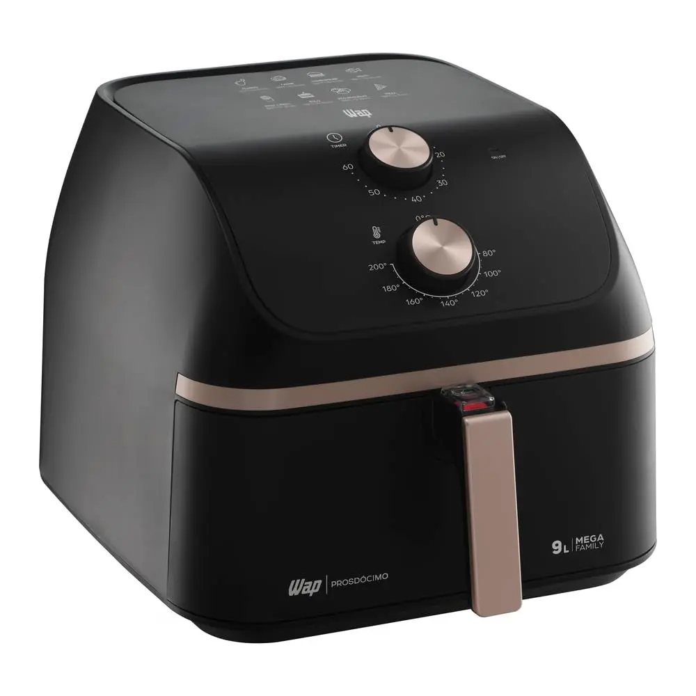 WAP Fritadeira Air Fryer MEGA FAMILY 9 Litros com Cesto Amplo e Circulação de Ar 360°, Timer Sonoro 1900W 220V