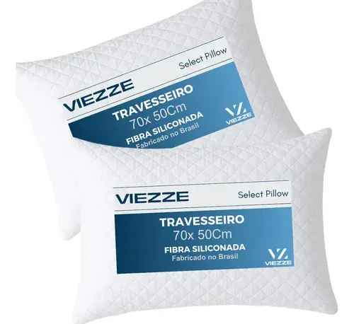 Kit 2 Travesseiros Luxo Matelado Fibra Antialérgica 70x50cm Branco