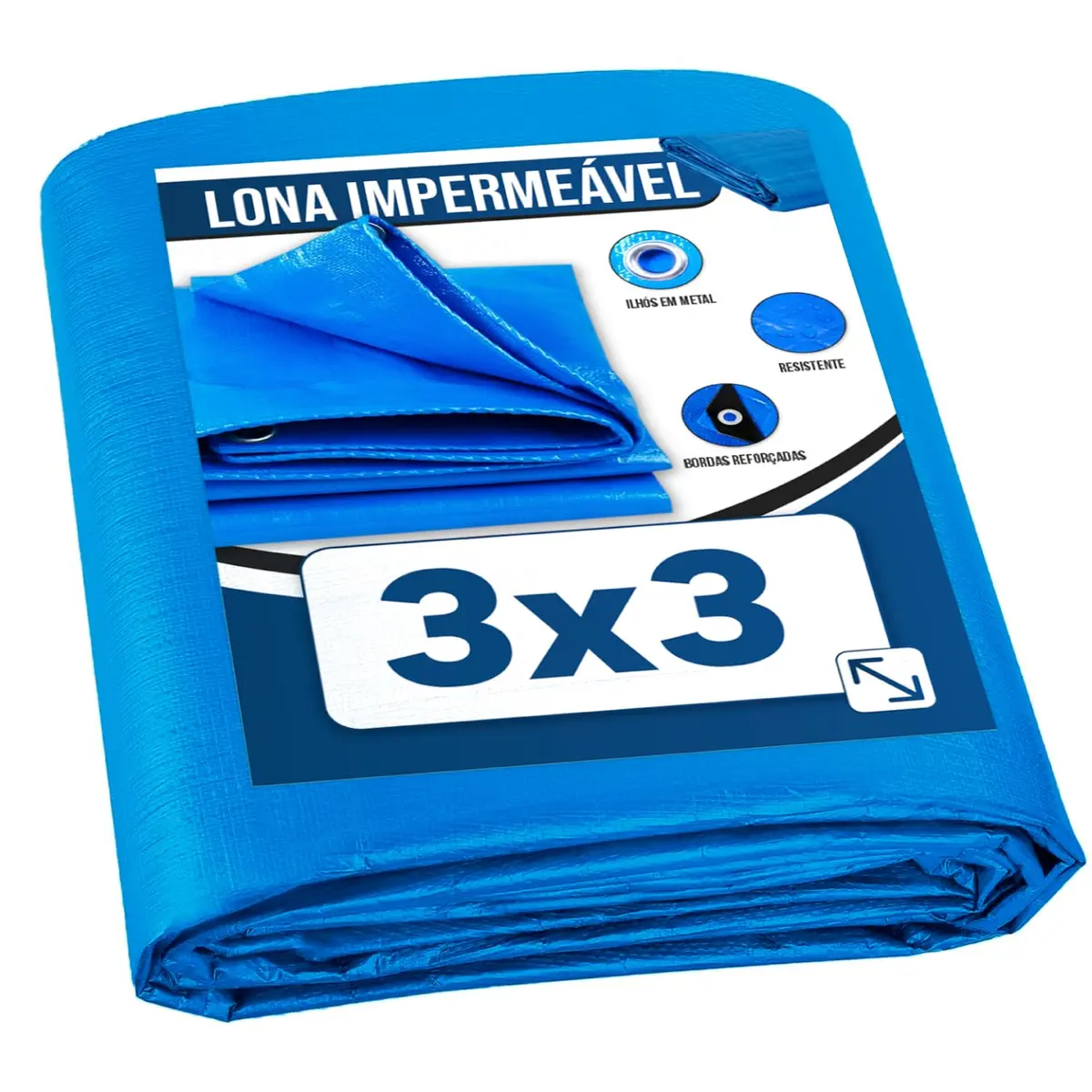 HOLTTER, Lona Plástica de Proteção Cobertura Impermeável Azul 3x3 mts