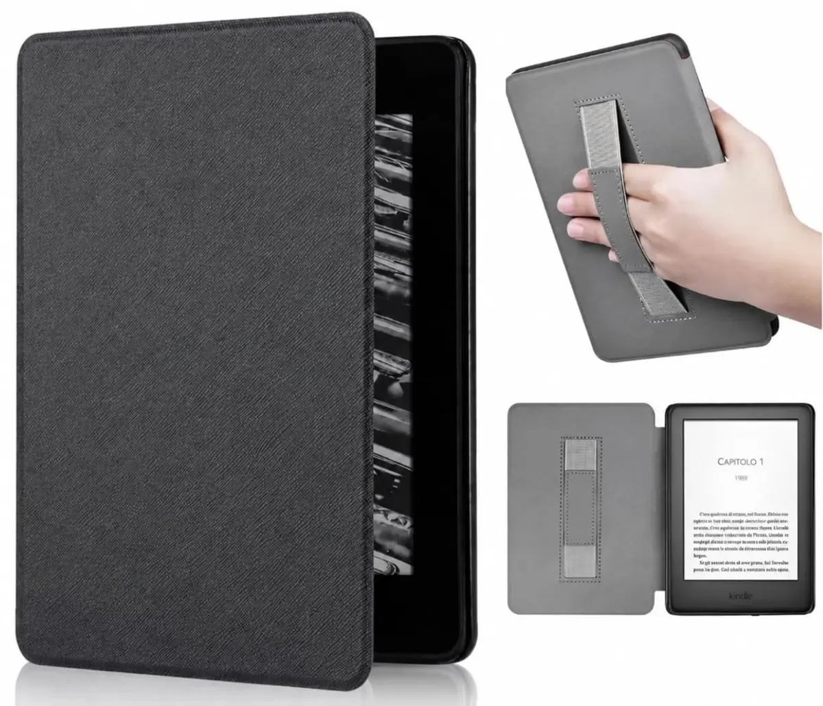 DECART Capa para Kindle Paperwhite 12ª Geração e Kindle Colorsoft - Preto | Modelos (SA569P, SA568B, SA58CB, SA59CP), Auto Hibernação, Fechamento Magnético e Alça de Suporte