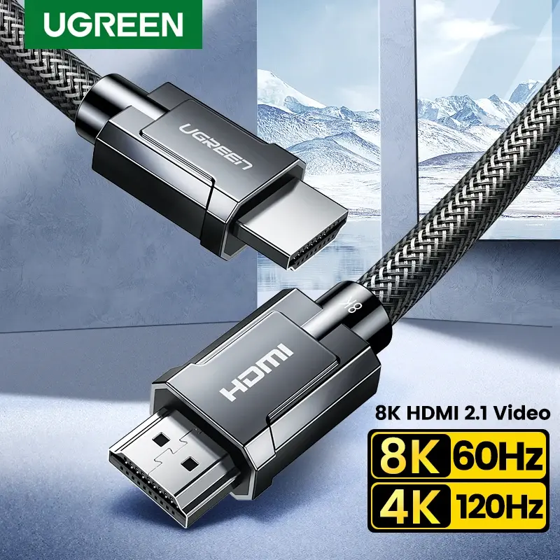 UGREEN Cabo HDMI 8K 60Hz 48Gbps Ultra Alta Velocidade Certificado HDMI 2.1 para PS5 Xbox TV LG Samsung Projetor Home Theater Mi Box Xiaomi eARC Dolby Vision HDR10 Cabo para Jogos Computador Monitor Resistente Durável C