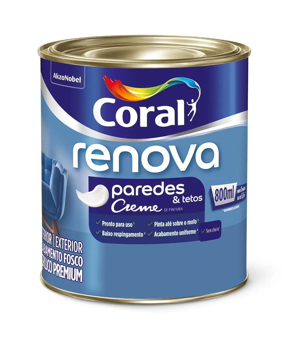 RENOVA PAREDES & TETOS FOSCO BRANCO 0,8L - CORAL