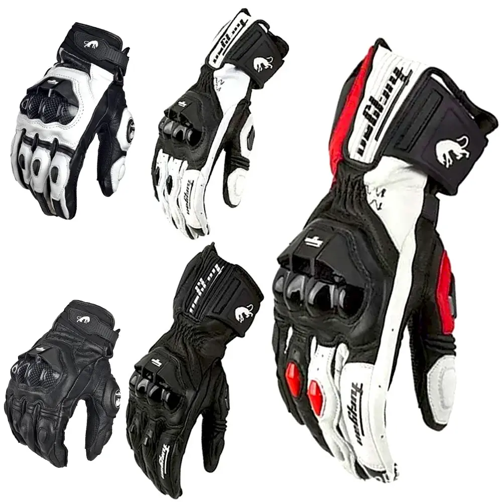 Luvas da motocicleta preto de corrida couro genuíno moto branco estrada equitação equipe luva verão inverno wearable para furygan afs 18
