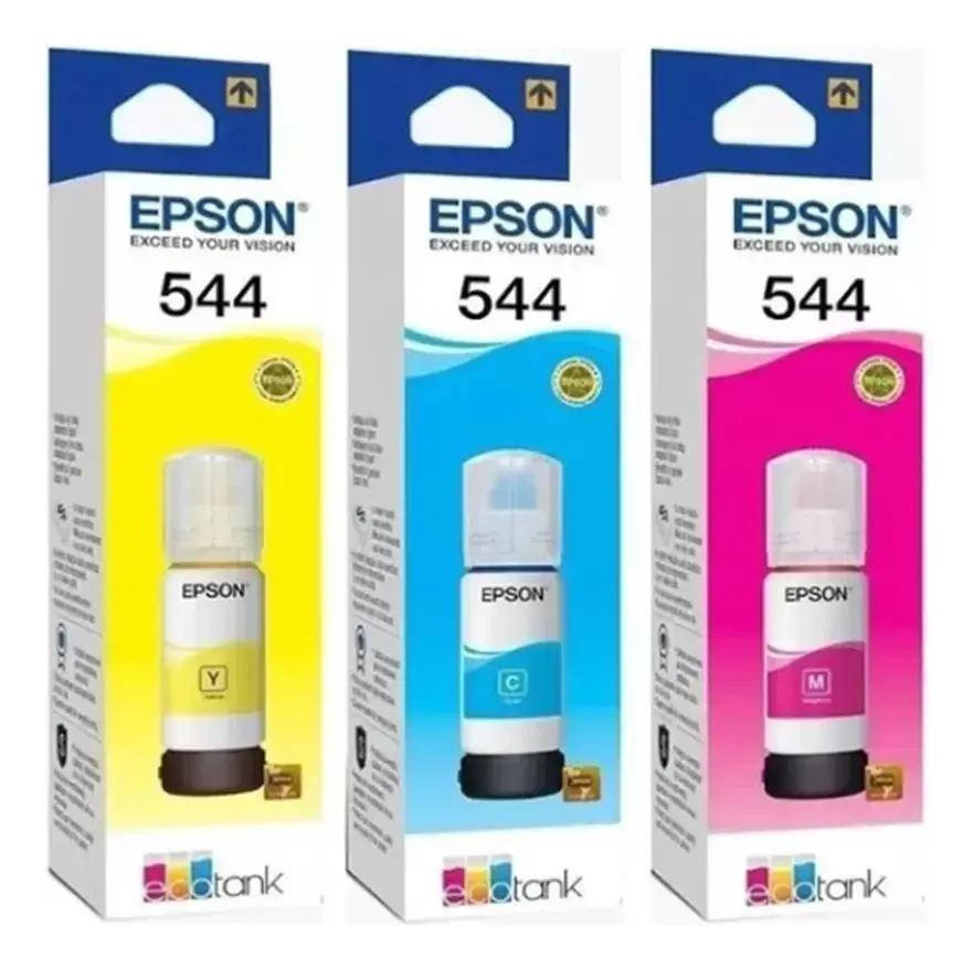 Pack 3 tintas Epson T544 cian amarela magenta 65ml