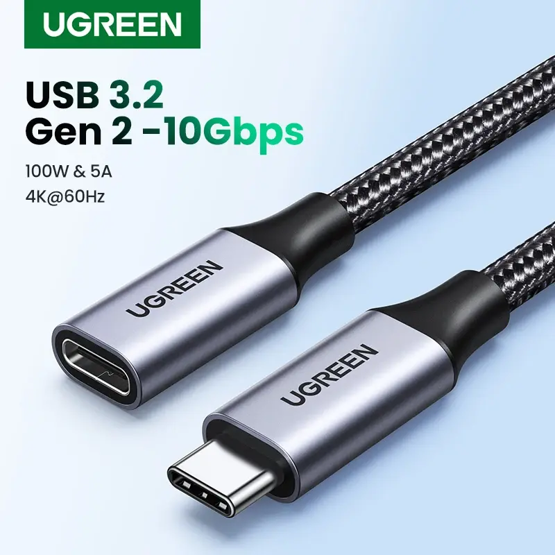 Ugreen usb c cabo de extensão tipo c cabo extensor USB-C thunderbolt 3 para xiaomi nintendo interruptor usb 3.1 cabo de extensão usb - 1